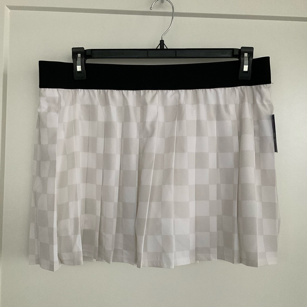 JoyLab Pleated Skirt Skort Sz XL White Checkered Shorts w Pockets NEW w TAGS